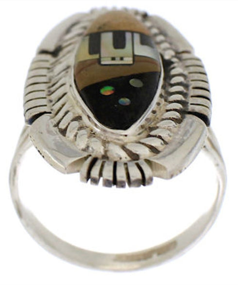 Multicolor Silver Native American Design Ring Size 7-1/2 WX41503